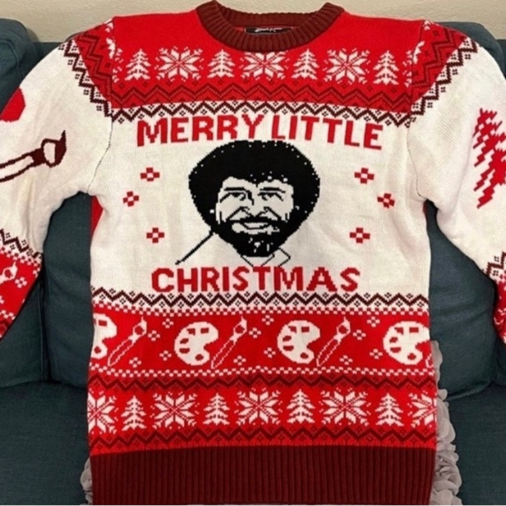 Bob Ross Christmas sweater
